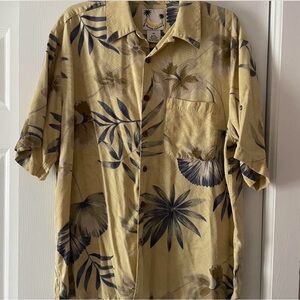Men's Tropical Leaf Print Shirt - Beige